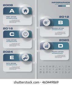 Vertical timeline description. 5 steps timeline infographic for business design