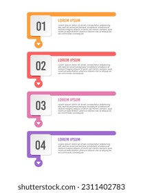 Vertical timeline infographic 4 steps or options. Vector illustration.