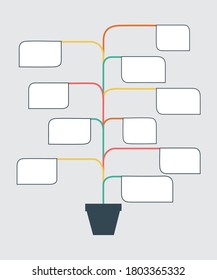 Vertical timeline infographic with branch leaves vector isolated on grey background