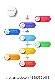 vertical timeline infographic with hexagonal elements on white background. modern business process visualisation with marketing line icons. vector illustration template easy to edit and customize