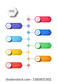 vertical timeline infographic with hexagonal elements on white background. modern business process visualisation with marketing line icons. vector illustration template easy to edit and customize