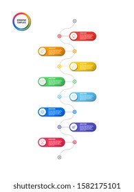 vertical timeline infographic with round elements on white background. modern business process visualisation with marketing line icons. vector illustration template easy to edit and customize. eps 10