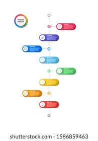 vertical timeline infographic with round elements on white background. modern business process visualisation with marketing line icons. vector illustration template easy to edit and customize. eps 10
