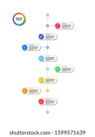 vertical timeline infographic with round elements on white background. modern business process visualization with marketing line icons. vector illustration template easy to edit and customize. eps 10