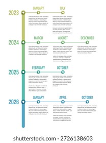 Plantilla de infografía de la línea de tiempo de la Vertical con años y meses con hitos destacados