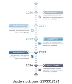 Vertikale Timeline - Infografik-Vorlage mit fünf Elementen mit Platz für Icons und Text, Vektoreps10 Illustration