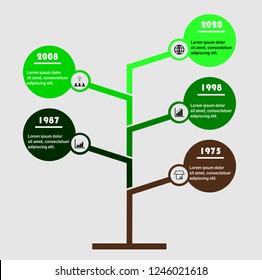 Vertical Timeline infographics. The development and growth of the business. Business presentation concept with 5 options, parts, steps or processes.
