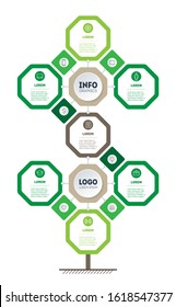Vertical Timeline or infographics. Development and growth of the business. Time line or Business presentation concept with 7 options and 13 icons.