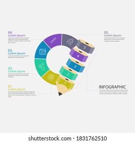 Vertical Timeline infographics. The development and growth of the business. Business concept with 5 options, parts, steps or processes
