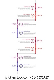 Vertical Timeline Infographics With Five Eight With Icons And Text, Vector Eps10 Illustration