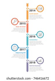 Vertical Timeline Infographics Template With Arrows, Vector Eps10 Illustration
