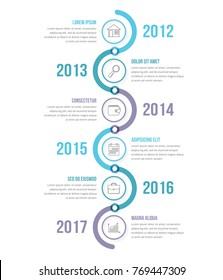 Vertical timeline infographics template with colorful circles, workflow or process diagram, vector eps10 illustration