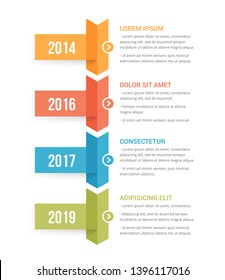 Vertical Timeline Infographics Template With Four Arrows, Vector Eps10 Illustration