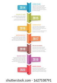 Vertical timeline infographics template with seven arrows, vector eps10 illustration