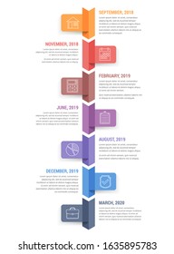 Vertical Timeline Infographics Template With Seven Arrows, Vector Eps10 Illustration