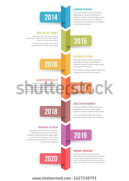 Vertical Timeline Infographics Template Seven Arrows Stock Vector ...