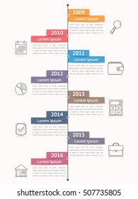 Vertical Timeline Infographics Template, Workflow Or Process Diagram, Flowchart, Vector Eps10 Illustration