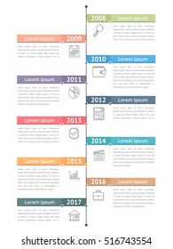 Vertical Timeline Infographics Template, Workflow Or Process Diagram, Flowchart, Vector Eps10 Illustration