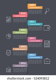 Vertical timeline infographics template, workflow or process diagram, flowchart, vector eps10 illustration