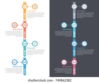 Vertical Timeline Infographics Template, Workflow, Process Diagram, Vector Eps10 Illustration