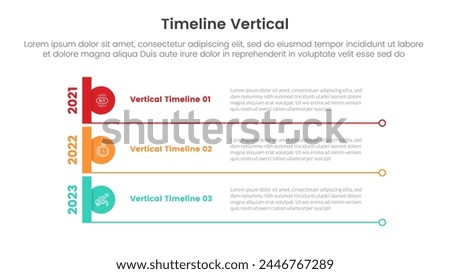 vertical timeline milestone infographic template banner with creative circle and long small line bottom with 3point list information for slide presentation vector