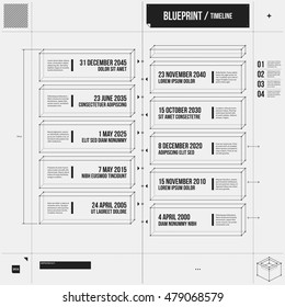 Vertical timeline template in draft style. EPS10