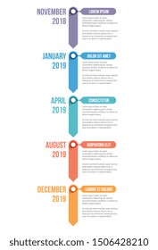 Vertical timeline template with five arrows, infographic template for web, business, presentations, workflow or process diagram, vector eps10 illustration