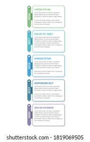 Vertical timeline template with five arrows, infographic template for web, business, presentations, workflow or process diagram, vector eps10 illustration