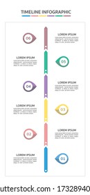 Vertical timeline template with six arrows,Timeline infographic.