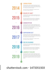 Vertical timeline template with six elements, infographic template for web, business, presentations, workflow or process diagram, vector eps10 illustration