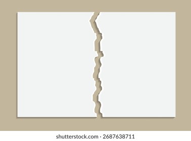 Borde de papel rasgado de Vertical. Rectángulo rasgado tiras de papel blanco. Ilustración vectorial.