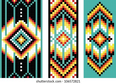 Vertical traditional Native American patterns, vector
