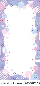  Vertical transparent frames with purple cloud shapes and pink circles