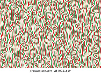 Vertical tree bark or wooden texture pattern in red and green on white on white background. Vector illustration for background and wallpaper.