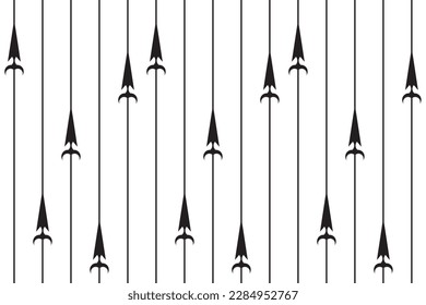 Vertical of trellis pattern vector. Design spear stripe black on white background. Design print for illustration, textile, texture, wallpaper, pattern. Set 4
