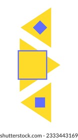 Vertical triangle pattern yellow brochure element design. Geometric shape. Vector illustration with empty copy space for text. Editable shapes for poster decoration. Creative and customizable frame