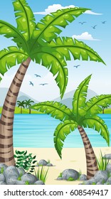 Vertical tropical coastal background for mobile phone screen