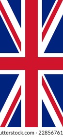 Vertical UK United Kingdom Great Britain Flag Union Jack Vector Illustration Original Aspect Ration and Color
