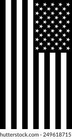 Vertical United States (black and white) Flag, Black and White American Flag 