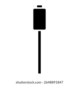 Vetor de ícone de cabo USB vertical mostra conexão de dados, energia elétrica e design minimalista moderno.