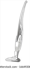 
Vertical vacuum cleaner isolate on white background. The vacuum cleaner is drawn by line. Household appliances