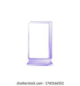 Vertical vector advert board sign illustration. Urban stand for placard. Commercial billboard mockup design with copy space. Isolated object on white background. Announcement banner 