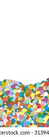 Vertical Vector Banner with Confetti Heap on the Ground and Free Space for Design Elements at the Top - Dots, Points, Deco, Polka Dots - Backdrop Particle Design