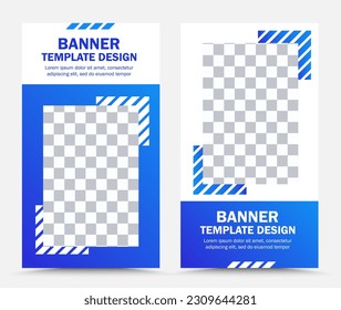 Vertical vector banner templates in white and blue
