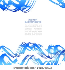 Vertical vector blue banner in modern asian style. Grunge brush strokes template for your text.