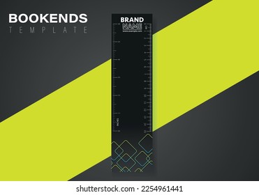 Vertical vector bookmarks design template with ruller and logo space. Inch and cm ruller on bookmarks design template.