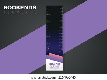 Vertical vector bookmarks design template with ruller and logo space. Inch and cm ruller on bookmarks design template.