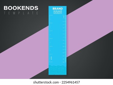 Vertical vector bookmarks design template with ruller and logo space. Inch and cm ruller on bookmarks design template.