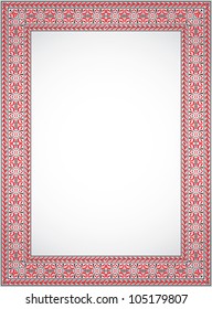 The vertical vector frame - a stylized cross stitch Ukrainian ornament