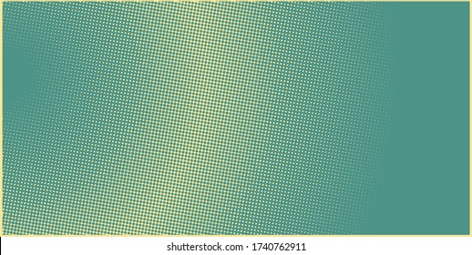 Vertical vector gradient pastel retro green, yellow pop-art halftone background template, texture. Illustration Geometric vintage monochrome fade wallpaper. Pop art print. Dotted pattern. 